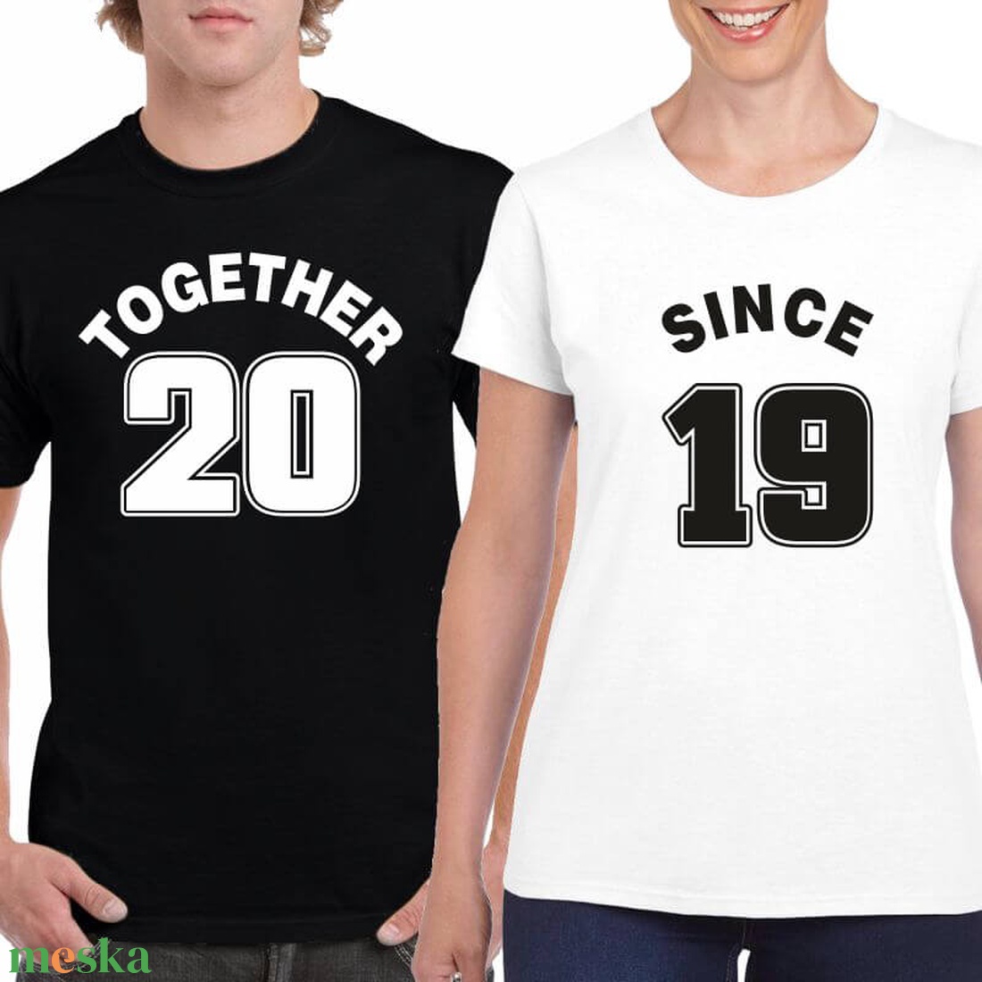 TOGETHER SINCE páros póló szett, minőségi 100% pamut egyedi pólók valentin napra, évforulóra. - ruha & divat - páros szett - női-férfi páros szett - Meska.hu