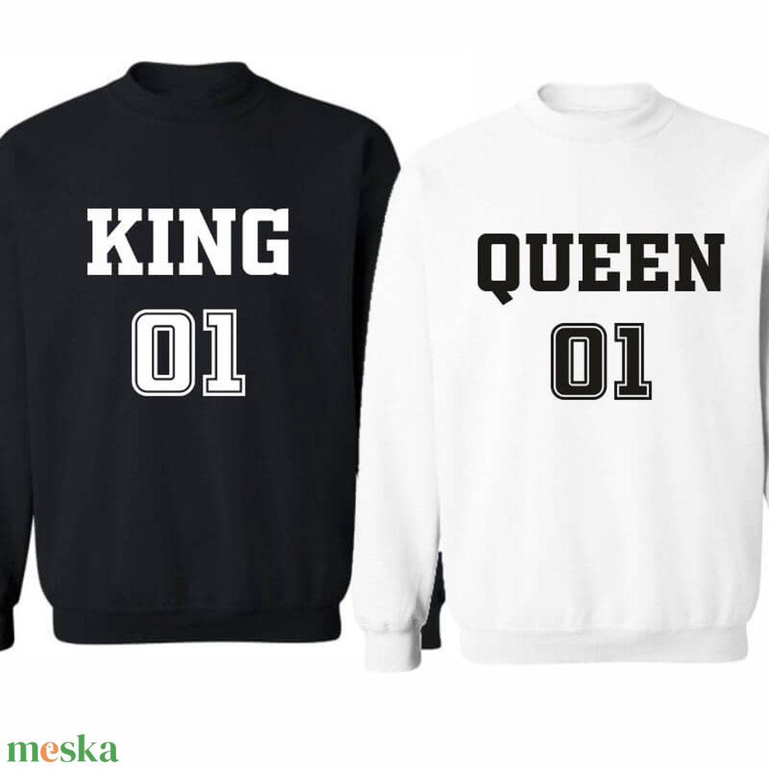 KING and QUEEN number 01  páros pulóver szett, minőségi egyedi pulcsik valentin napra, évforulóra. - ruha & divat - páros szett - női-férfi páros szett - Meska.hu