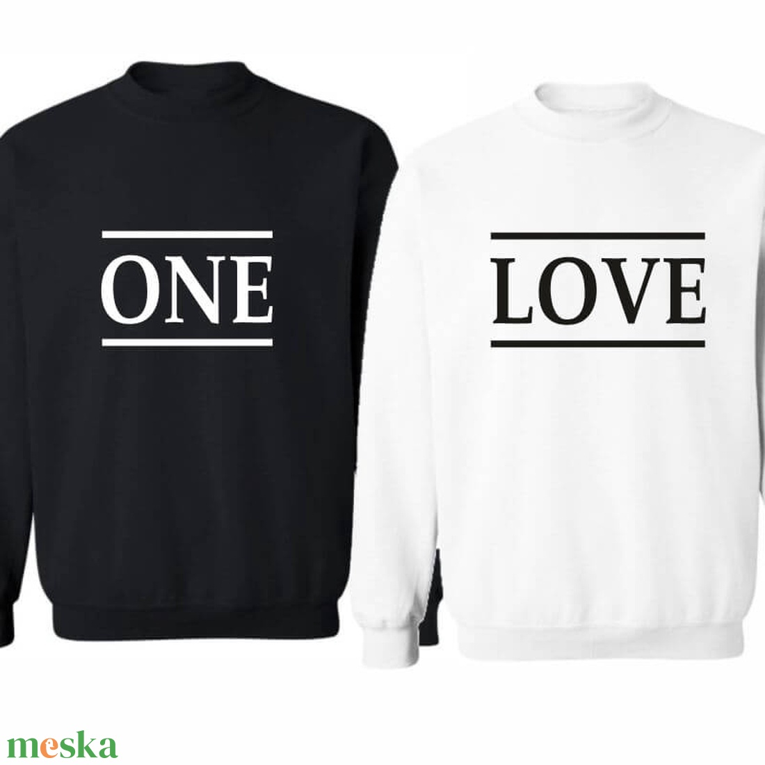ONE LOVE páros pulóver szett, minőségi egyedi pulcsik valentin napra, évforulóra. - ruha & divat - páros szett - női-férfi páros szett - Meska.hu