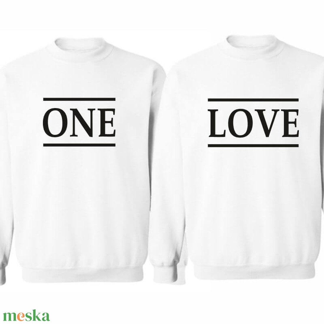 ONE LOVE páros pulóver szett, minőségi egyedi pulcsik valentin napra, évforulóra. - ruha & divat - páros szett - női-férfi páros szett - Meska.hu