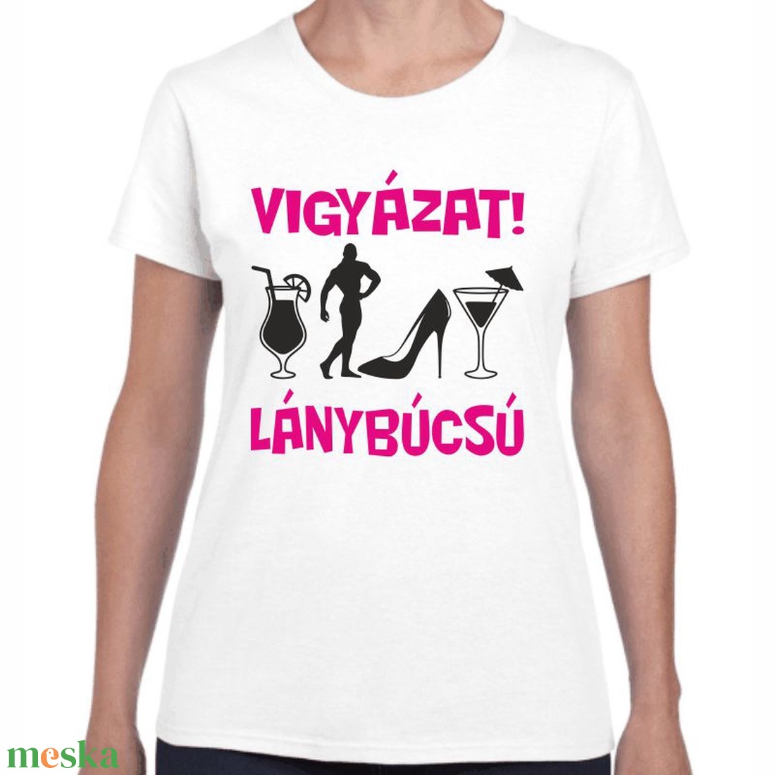 Lánybúcsú póló VIGYÁZAT! LÁNYBÚCSÚ felirattal lánybúcsús csapatpóló. Minőségi 100% pamut egyedi póló. - ruha & divat - női ruha - póló, felső - Meska.hu