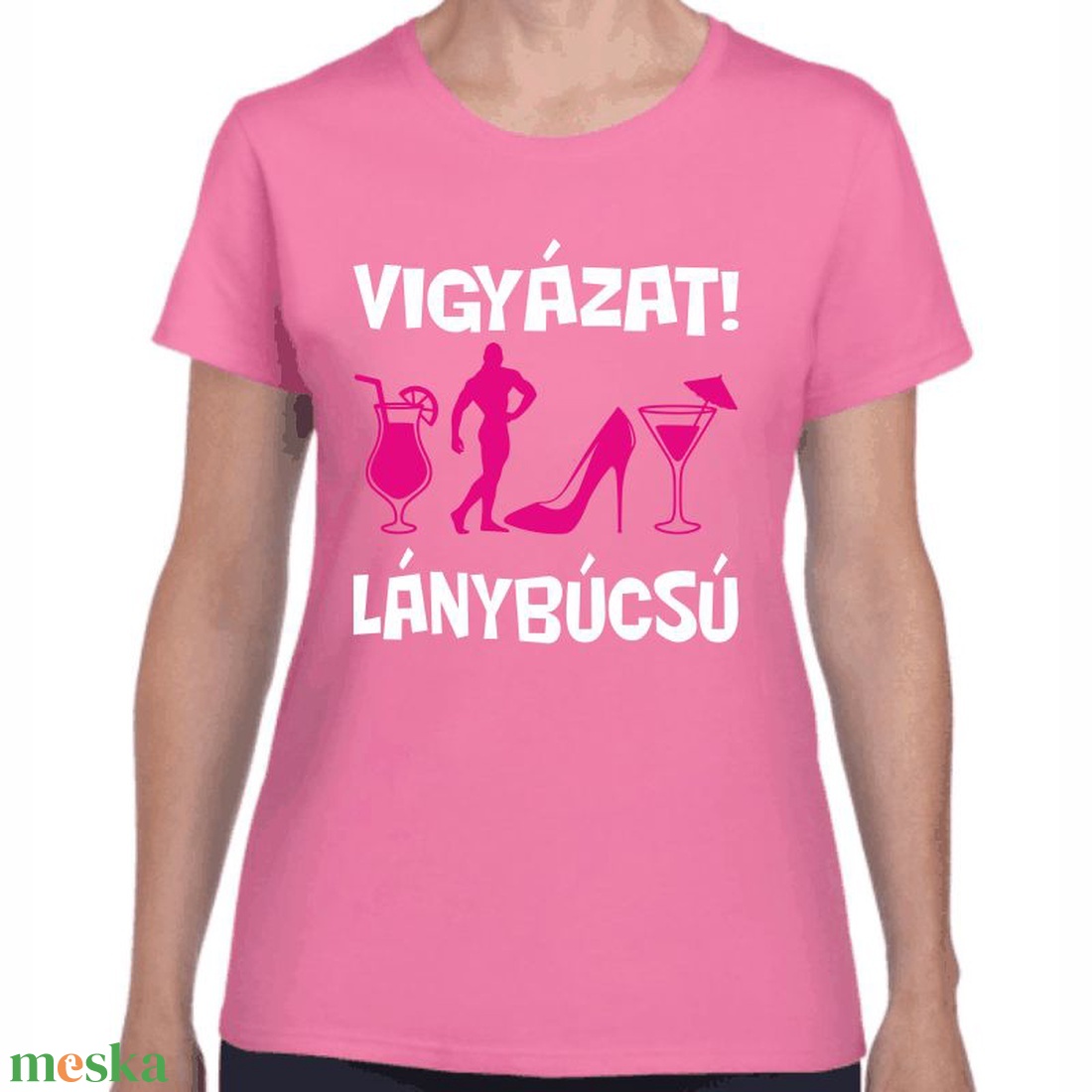 Lánybúcsú póló VIGYÁZAT! LÁNYBÚCSÚ felirattal lánybúcsús csapatpóló. Minőségi 100% pamut egyedi póló. - ruha & divat - női ruha - póló, felső - Meska.hu
