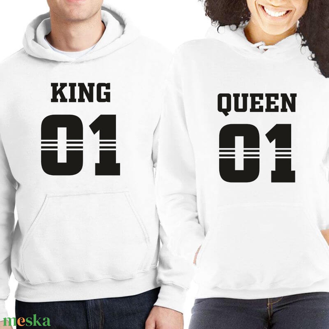 KING and QUEEN 01 stílusos páros kapucnis pulóver szett. Kapucnis pulcsik valentin napra, évforulóra. Ajándék pároknak. - ruha & divat - páros szett - női-férfi páros szett - Meska.hu