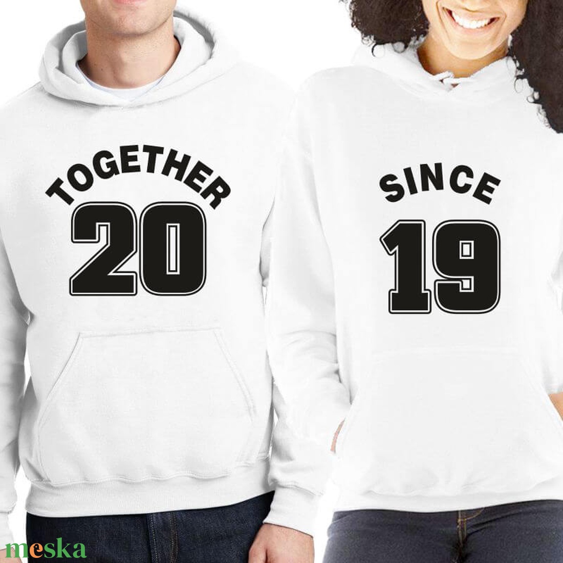 TOGETHER SINCE páros kapucnis pulóver szett. Kapucnis pulcsik valentin napra, évforulóra. Ajándék pároknak. - ruha & divat - páros szett - női-férfi páros szett - Meska.hu