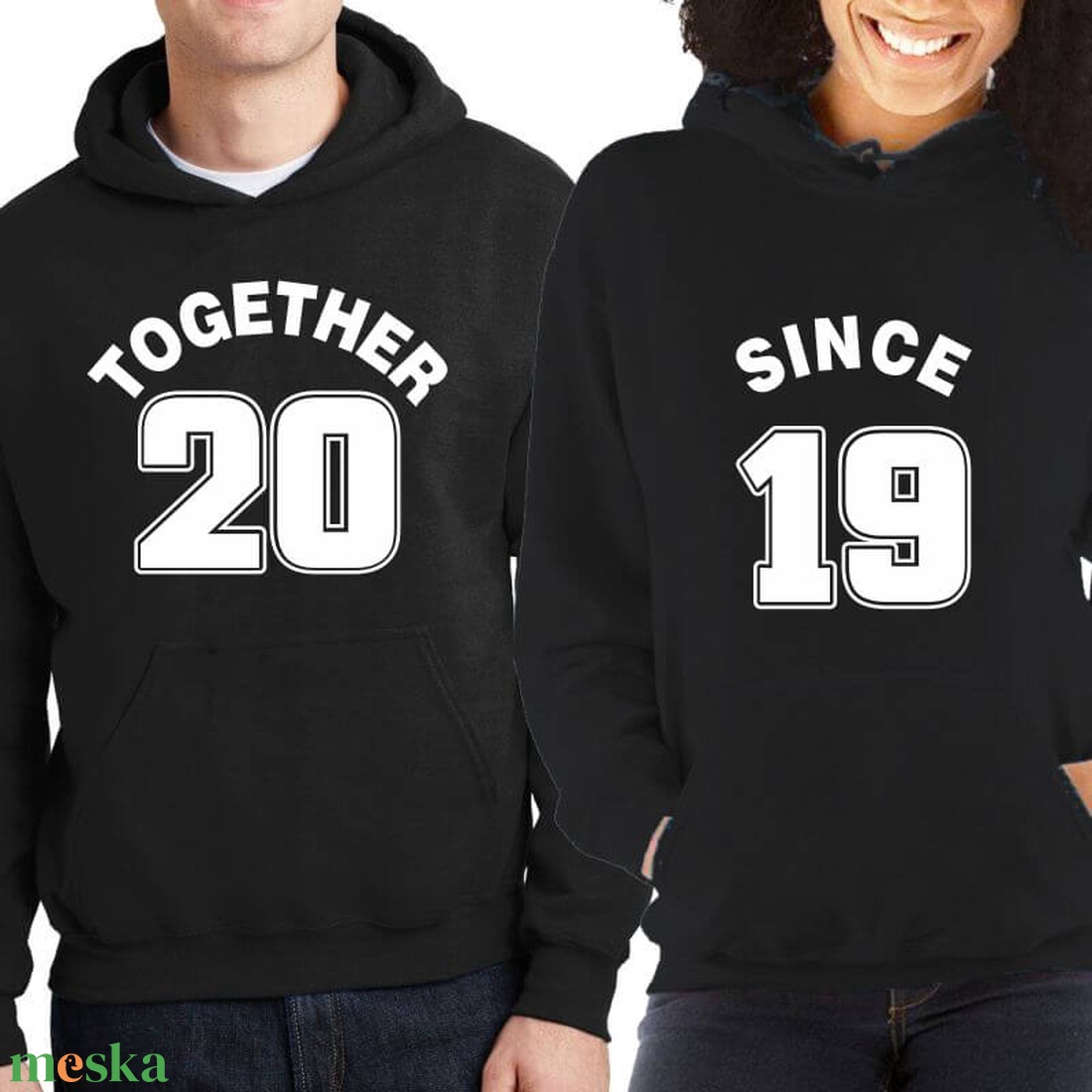 TOGETHER SINCE páros kapucnis pulóver szett. Kapucnis pulcsik valentin napra, évforulóra. Ajándék pároknak. - ruha & divat - páros szett - női-férfi páros szett - Meska.hu