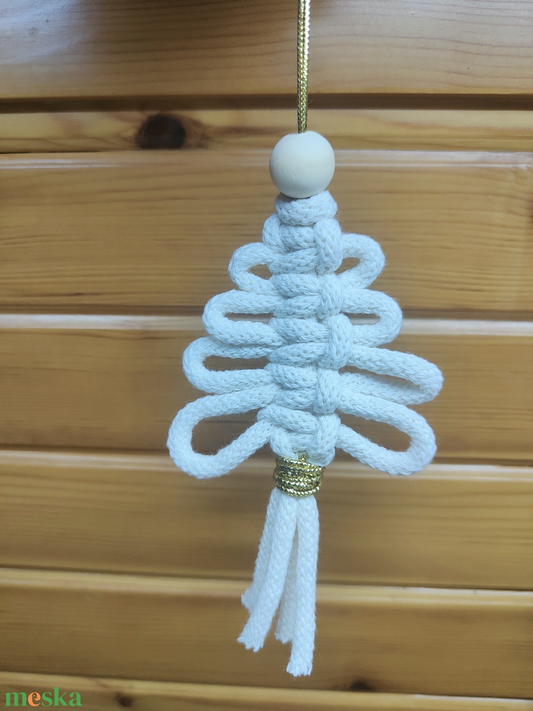 Karácsonyi makrame dísz  - karácsony - karácsonyi ajándékozás - karácsonyi képeslap, üdvözlőlap, ajándékkísérő - Meska.hu