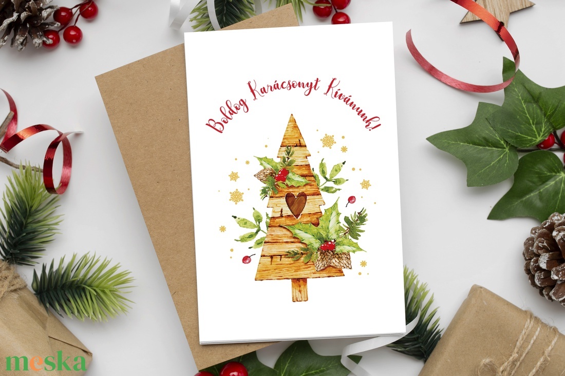 Akvarell stílusú Karácsonyfa Karácsonyi Képeslap - karácsony - karácsonyi ajándékozás - karácsonyi képeslap, üdvözlőlap, ajándékkísérő - Meska.hu