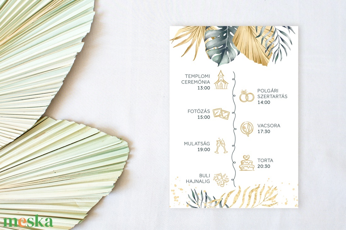 Esküvői meghívó, trópusi meghívó, természetes meghívó, esküvői lap - esküvő - meghívó & kártya - meghívó - Meska.hu