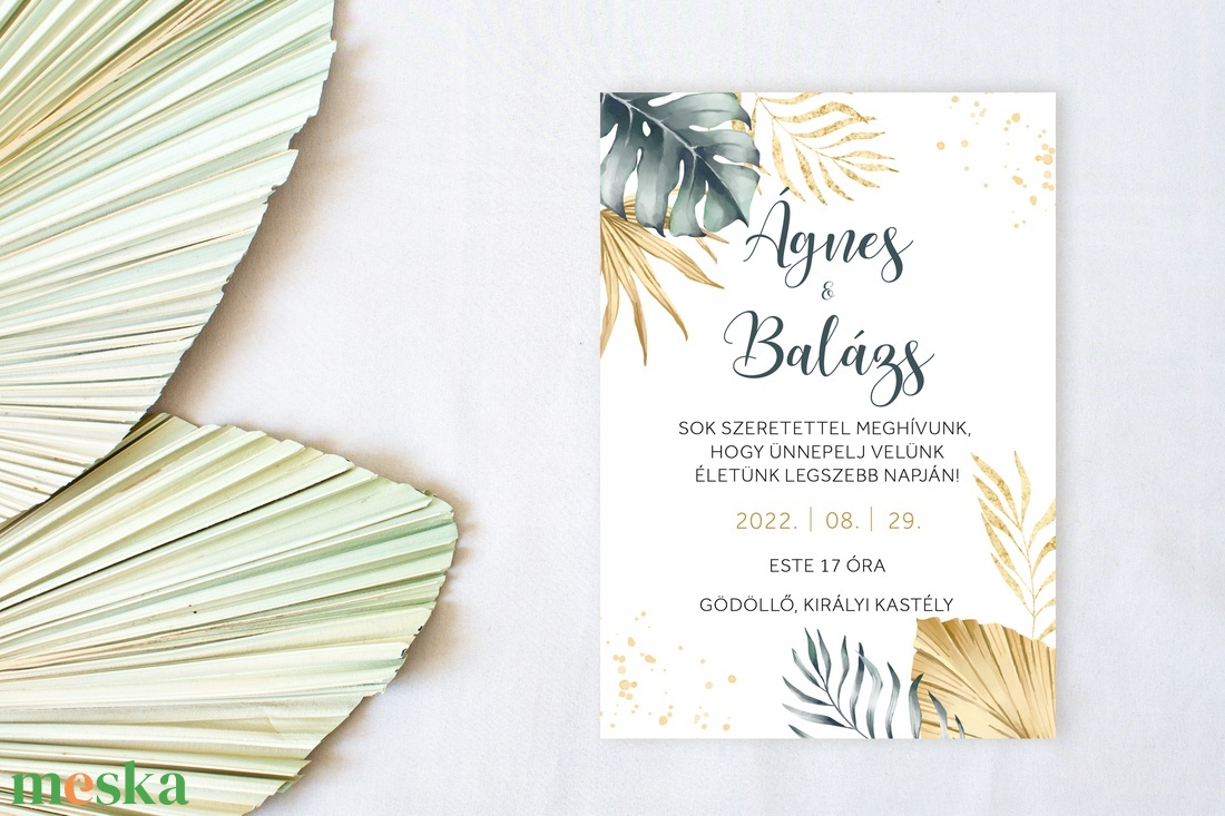 Esküvői meghívó, trópusi meghívó, természetes meghívó, esküvői lap - esküvő - meghívó & kártya - meghívó - Meska.hu