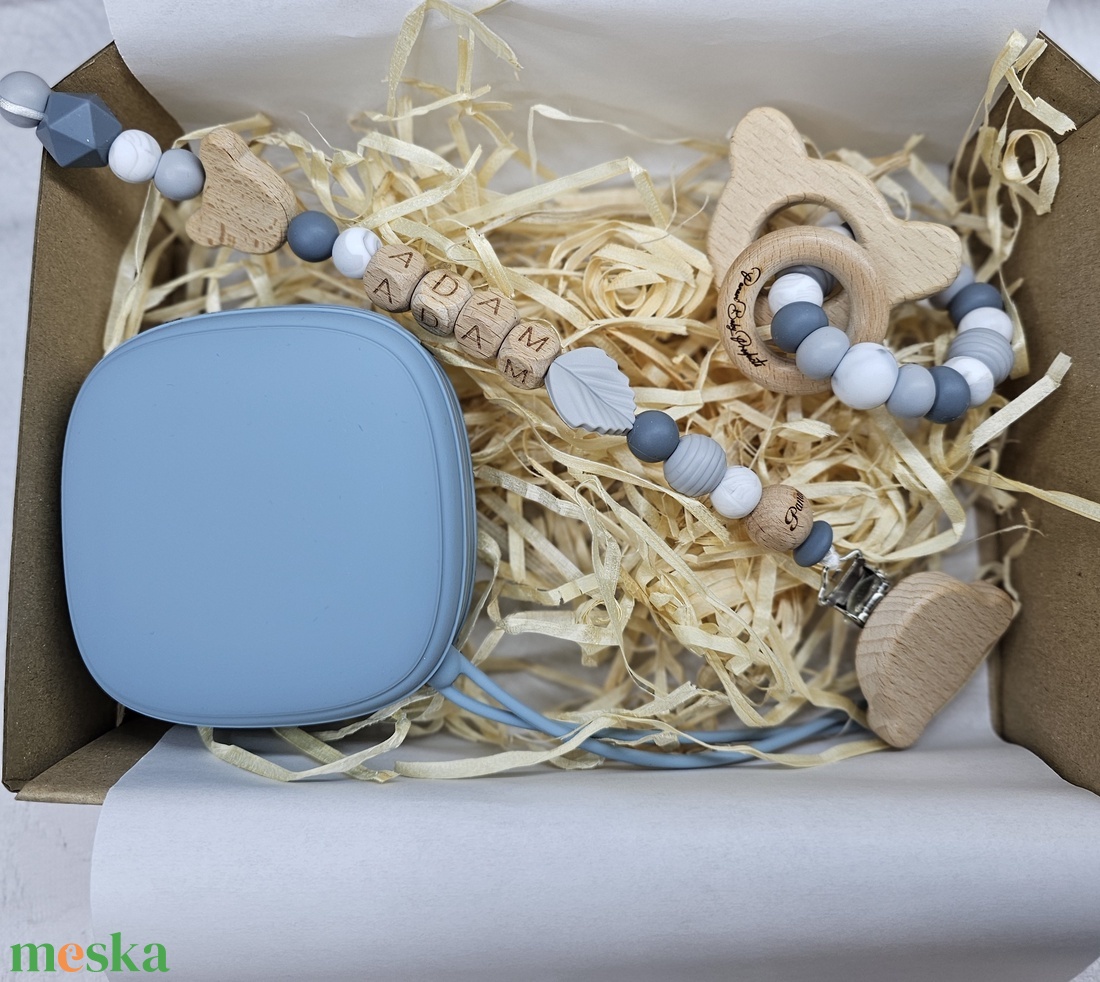 Első ajándékom - Szürke  Babaváró ajándék Babaköszöntő ajándékbox  - játék & sport - babalátogató ajándékcsomag - Meska.hu