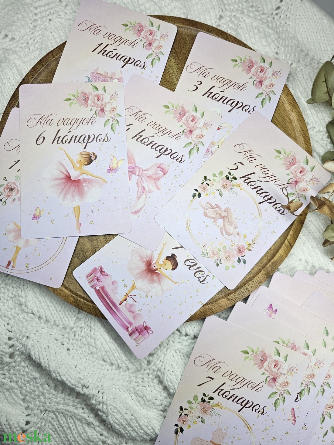 Balerina hónapkártya mérföldkőkártya - baba - mama - babafotózás - baba mérföldkő kártyák - Meska.hu