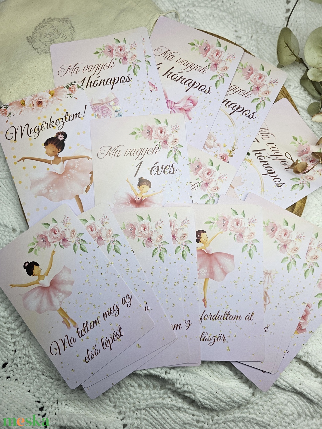 Balerina hónapkártya mérföldkőkártya - baba - mama - babafotózás - baba mérföldkő kártyák - Meska.hu