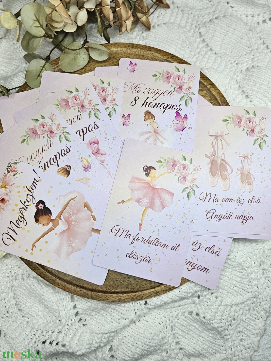 Balerina hónapkártya mérföldkőkártya - baba - mama - babafotózás - baba mérföldkő kártyák - Meska.hu