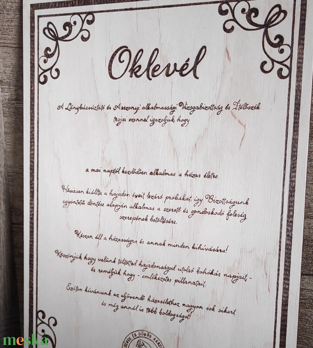 Lánybúcsús oklevél - esküvő - lánybúcsú - Meska.hu