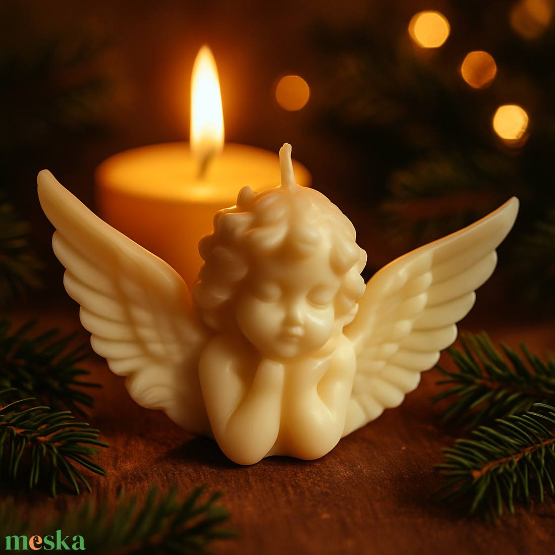 Téli békesség ajándékcsomag � Angyalszárny és Hópehely kézműves gyertya - kellékek & szerszámok - vegyes alapanyag - gyertya alapanyag - szójaviasz gyertya alapanyag - Meska.hu