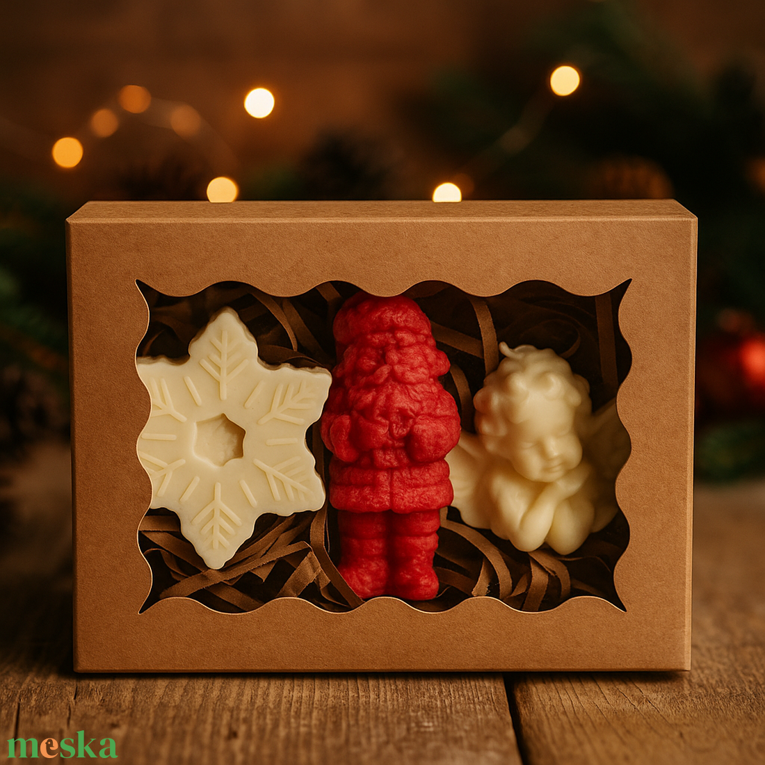 Karácsonyi Kézműves Gyertyaszett � Pandaura Ajándékcsomag - karácsony - karácsonyi lakásdekoráció - karácsonyi illatgyertya, mécses - Meska.hu