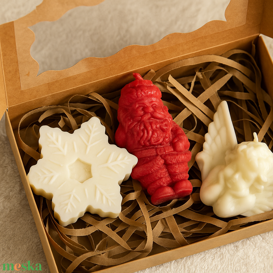 Karácsonyi Kézműves Gyertyaszett � Pandaura Ajándékcsomag - karácsony - karácsonyi lakásdekoráció - karácsonyi illatgyertya, mécses - Meska.hu