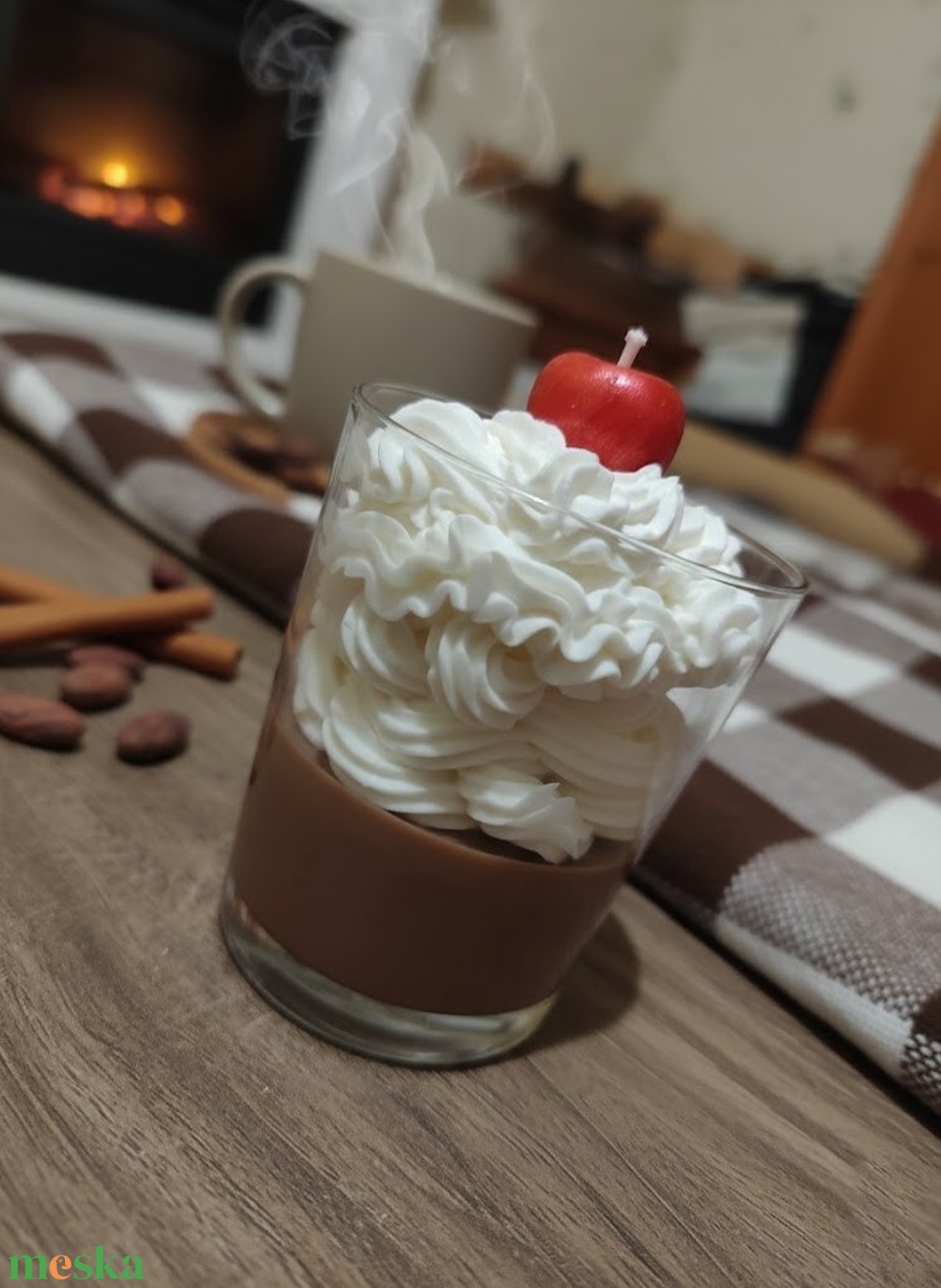 Csokis-Vaníliás Pohárgyertya - Prémium Szójaviasz Desszert Illat - otthon & életmód - gyertya, illat, aroma - gyertya - Meska.hu