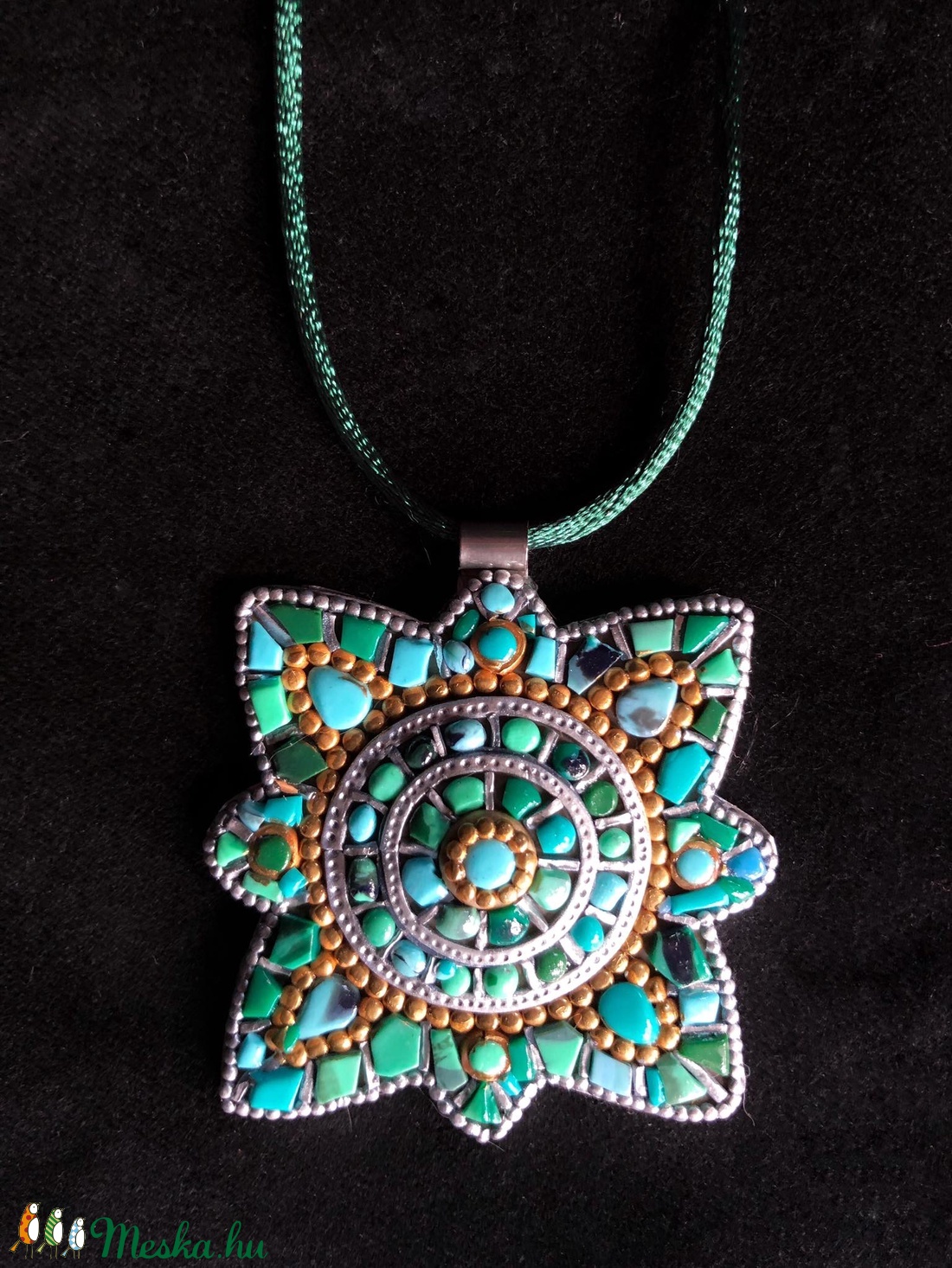 Tibeti stílusú türkiz nyaklánc (ezüst-arany) - ékszer - nyaklánc - medálos nyaklánc - Meska.hu Tibeti stílusú türkiz nyaklánc (ezüst-arany) - ékszer - nyaklánc - medálos nyaklánc - Meska.hu