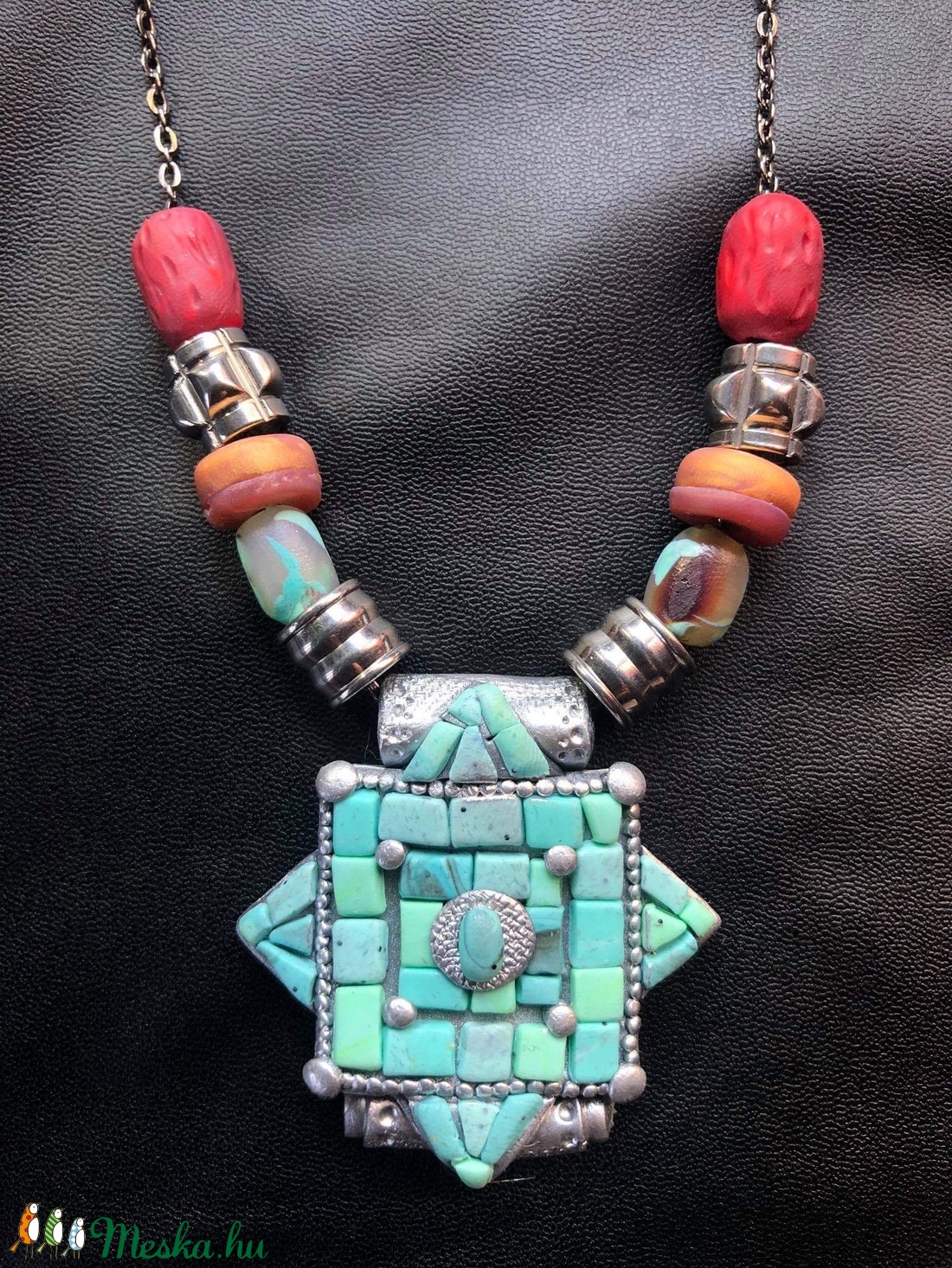 Tibeti türkiz nyaklánc - ékszer - nyaklánc - gyöngyös nyaklánc - Meska.hu