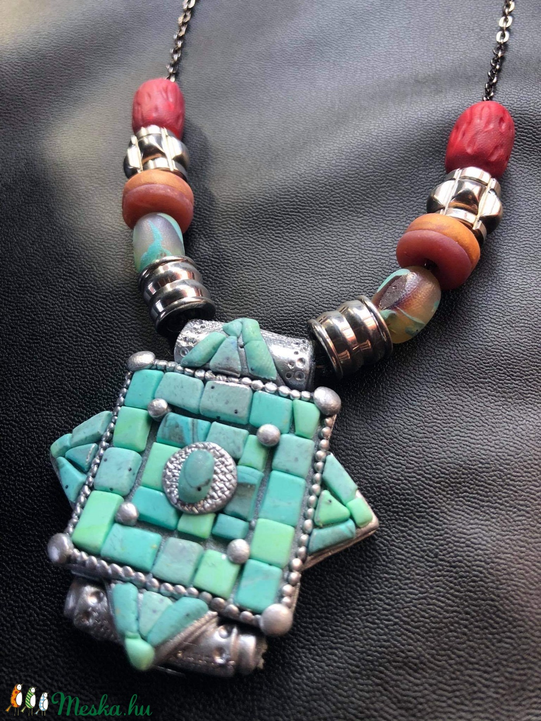 Tibeti türkiz nyaklánc - ékszer - nyaklánc - gyöngyös nyaklánc - Meska.hu