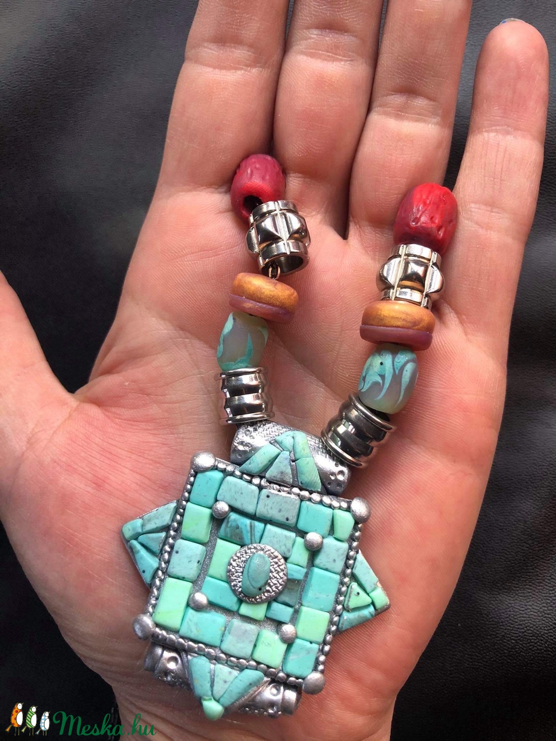 Tibeti türkiz nyaklánc - ékszer - nyaklánc - gyöngyös nyaklánc - Meska.hu