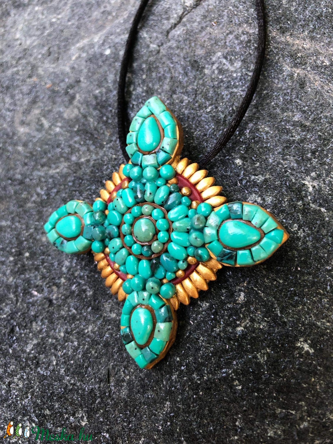 Türkiz mandala nyaklánc - ékszer - nyaklánc - Meska.hu Türkiz mandala nyaklánc - ékszer - nyaklánc - Meska.hu
