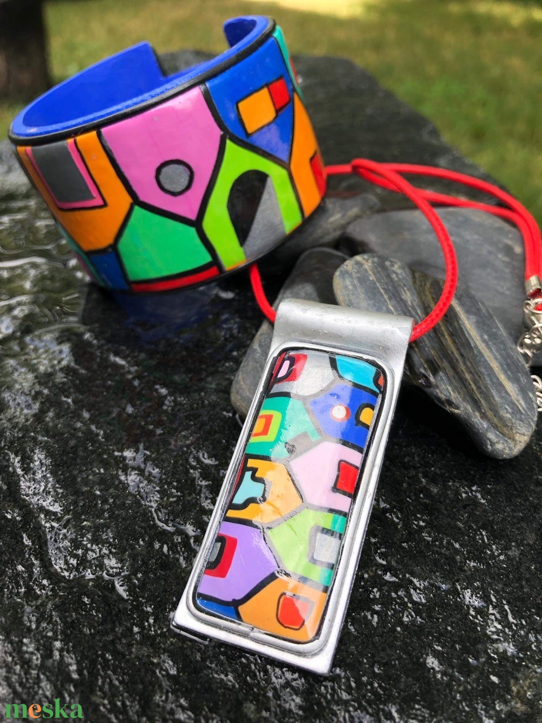 Hundertwasser stílusú ékszerszett - ékszer - ékszerszett - Meska.hu