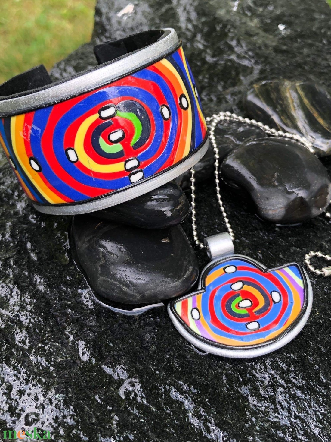 Hundertwasser stílusú ékszerszett - ékszer - ékszerszett - Meska.hu