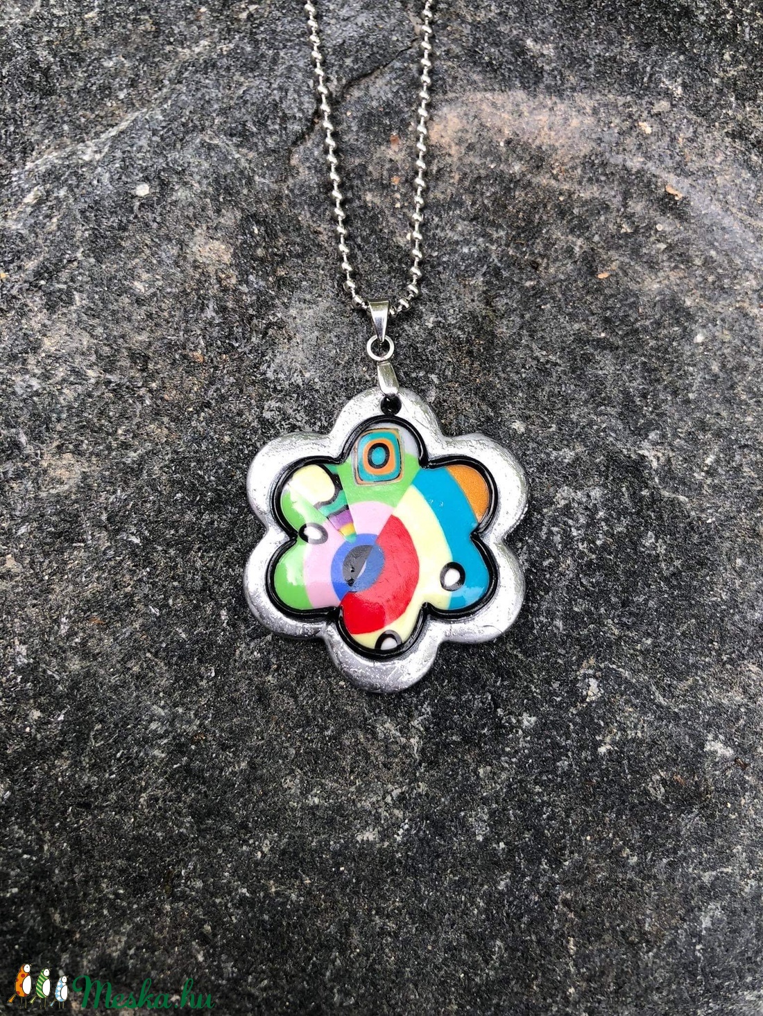 Hundertwasser stílusú virág nyaklánc - ékszer - nyaklánc - medálos nyaklánc - Meska.hu Hundertwasser stílusú virág nyaklánc - ékszer - nyaklánc - medálos nyaklánc - Meska.hu