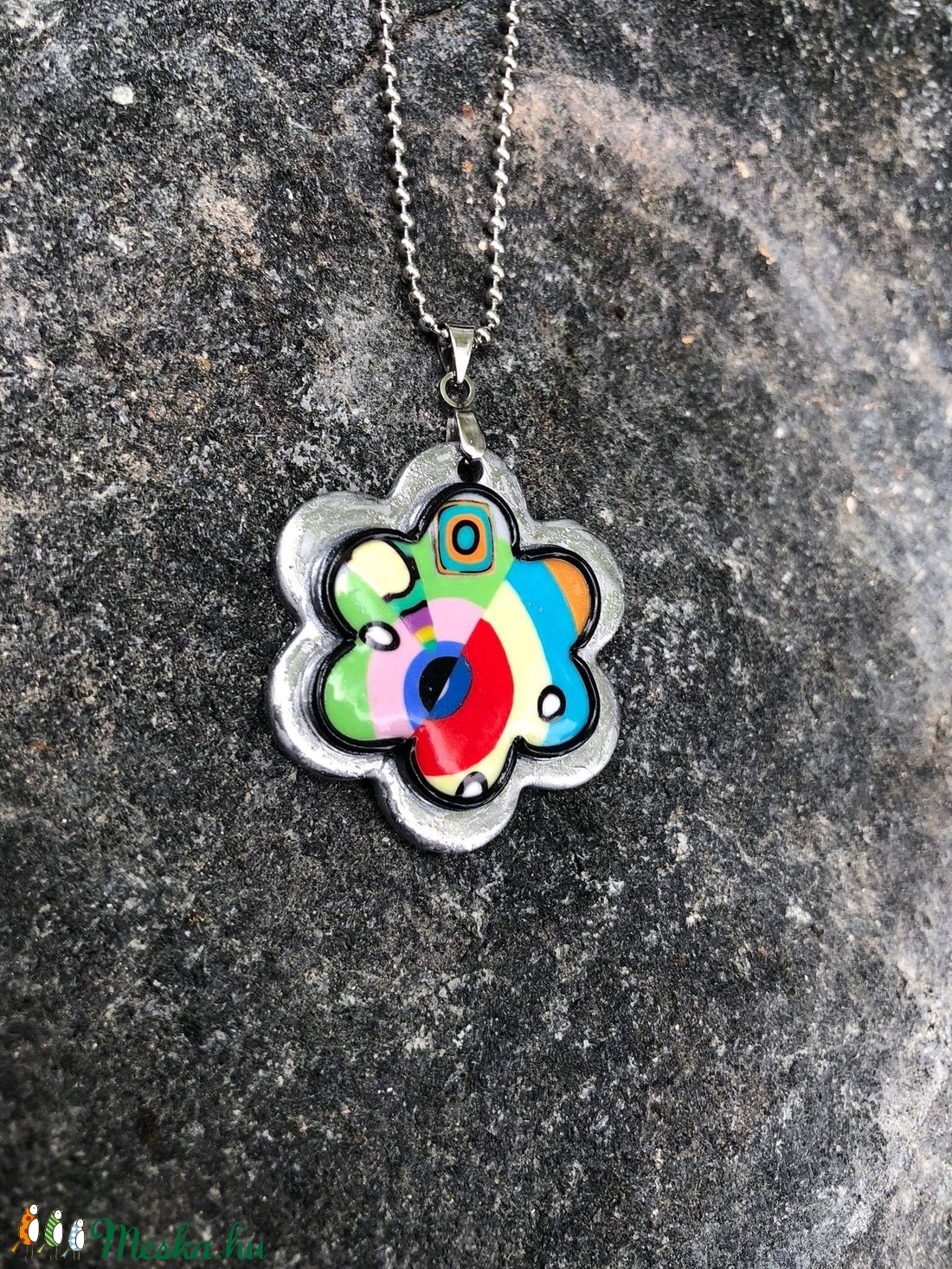 Hundertwasser stílusú virág nyaklánc - ékszer - nyaklánc - medálos nyaklánc - Meska.hu Hundertwasser stílusú virág nyaklánc - ékszer - nyaklánc - medálos nyaklánc - Meska.hu