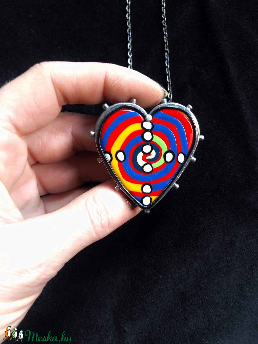 �Hundertwasser stílusú �Heart nyaklánc - ékszer - nyaklánc - medálos nyaklánc - Meska.hu