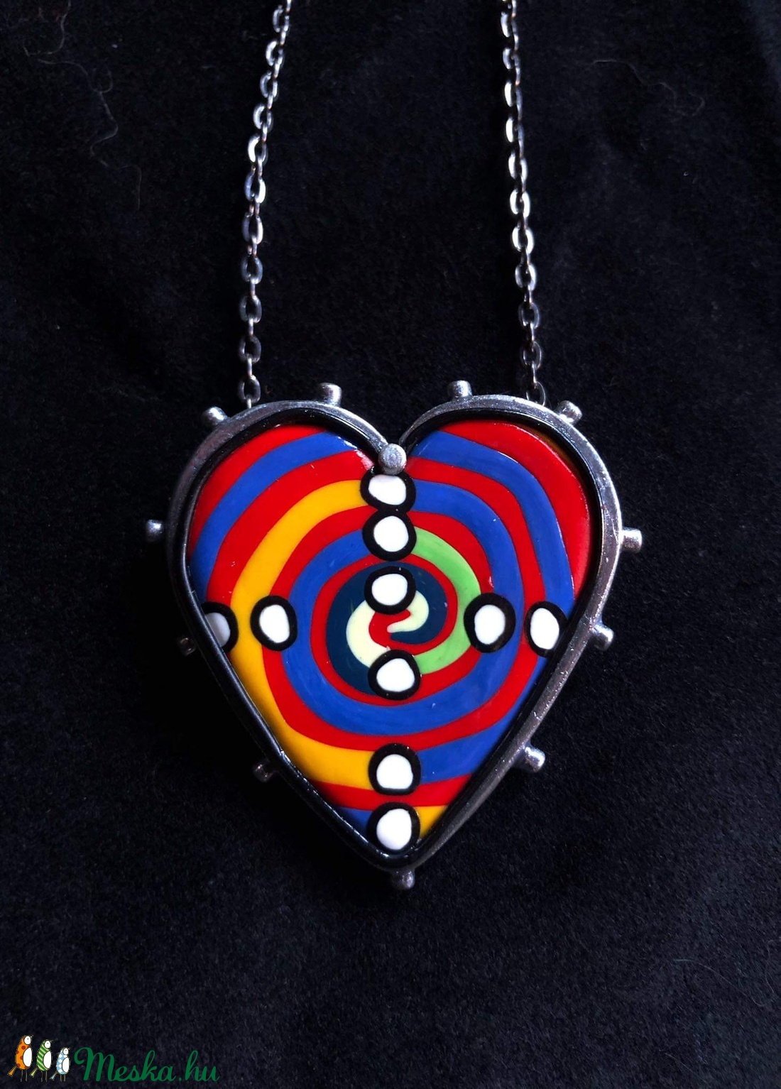 �Hundertwasser stílusú �Heart nyaklánc - ékszer - nyaklánc - medálos nyaklánc - Meska.hu