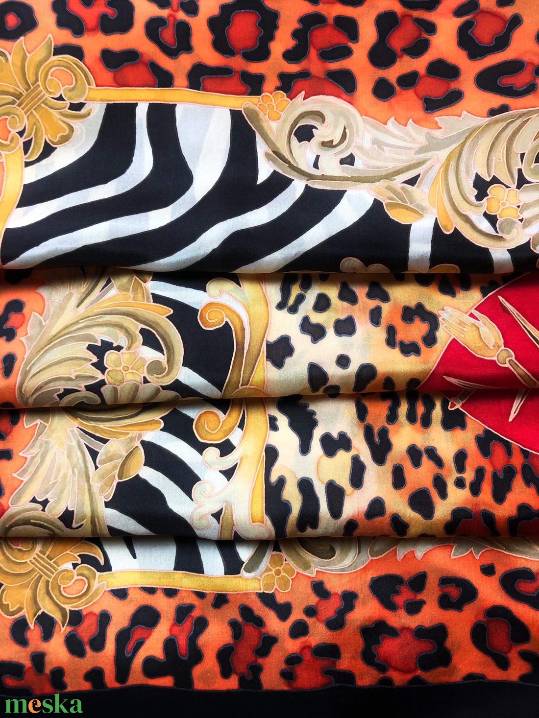 Kézzel festett selyemkendő �Baroque 90x90cm (pongé 8) - ruha & divat - sál, sapka, kendő - vállkendő - Meska.hu