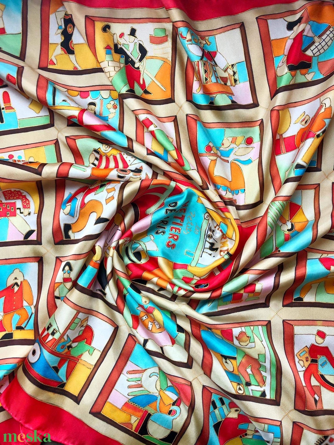 Kézzel festett selyemkendő �Works 90x90 cm (Twill) - ruha & divat - sál, sapka, kendő - vállkendő - Meska.hu