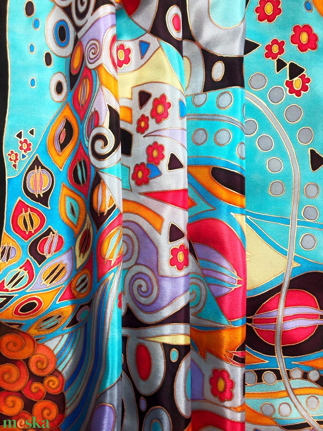 Kézzel festett selyemkendő Klimt-Flowers 55x55cm (pongé 8) - ruha & divat - sál, sapka, kendő - vállkendő - Meska.hu Kézzel festett selyemkendő Klimt-Flowers 55x55cm (pongé 8) - ruha & divat - sál, sapka, kendő - vállkendő - Meska.hu