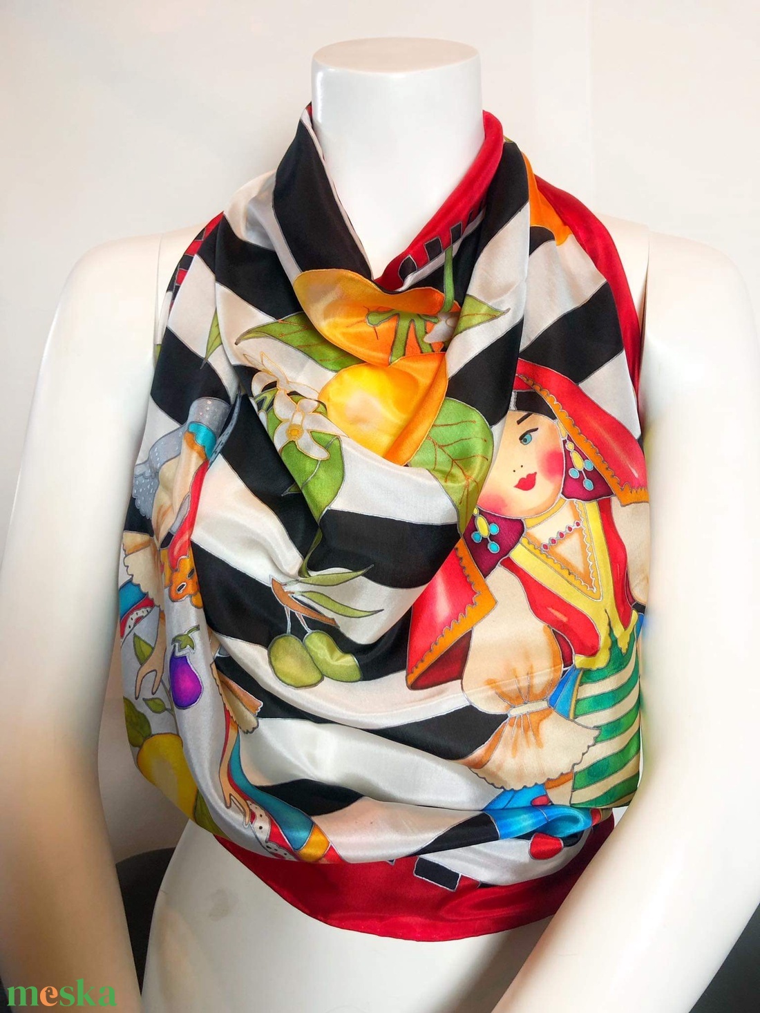 Kézzel festett selyemkendő � Sicily 90x90cm (pongé 8) - ruha & divat - sál, sapka, kendő - vállkendő - Meska.hu