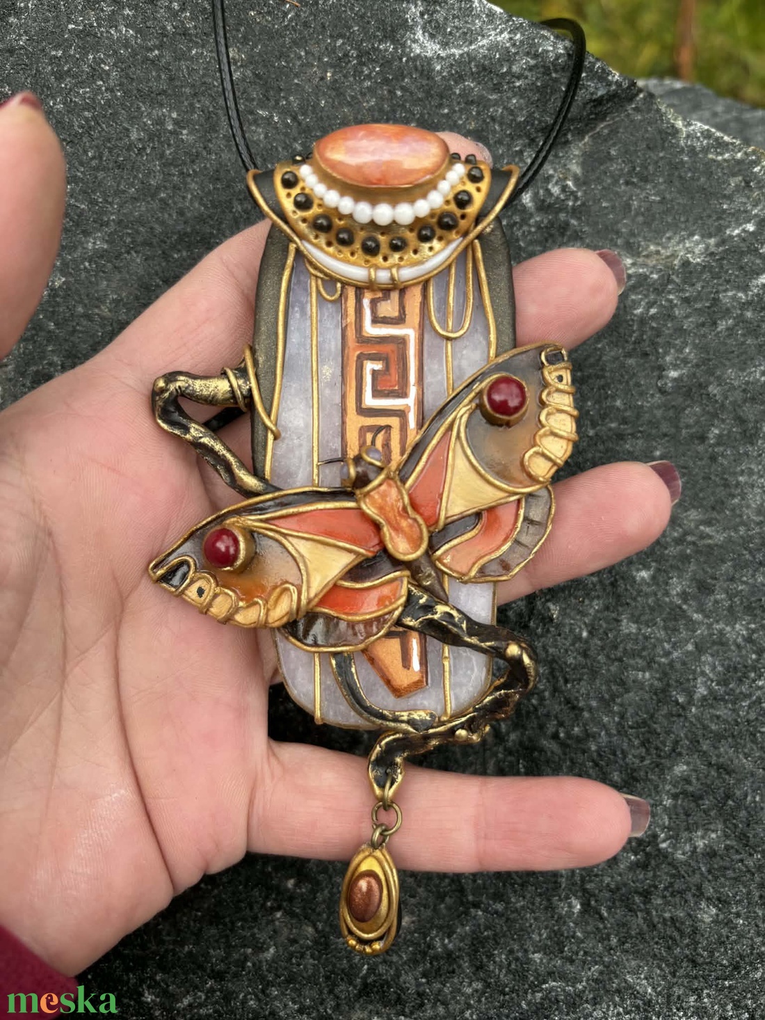 Antik pillangó nyaklánc - ékszer - nyaklánc - medálos nyaklánc - Meska.hu