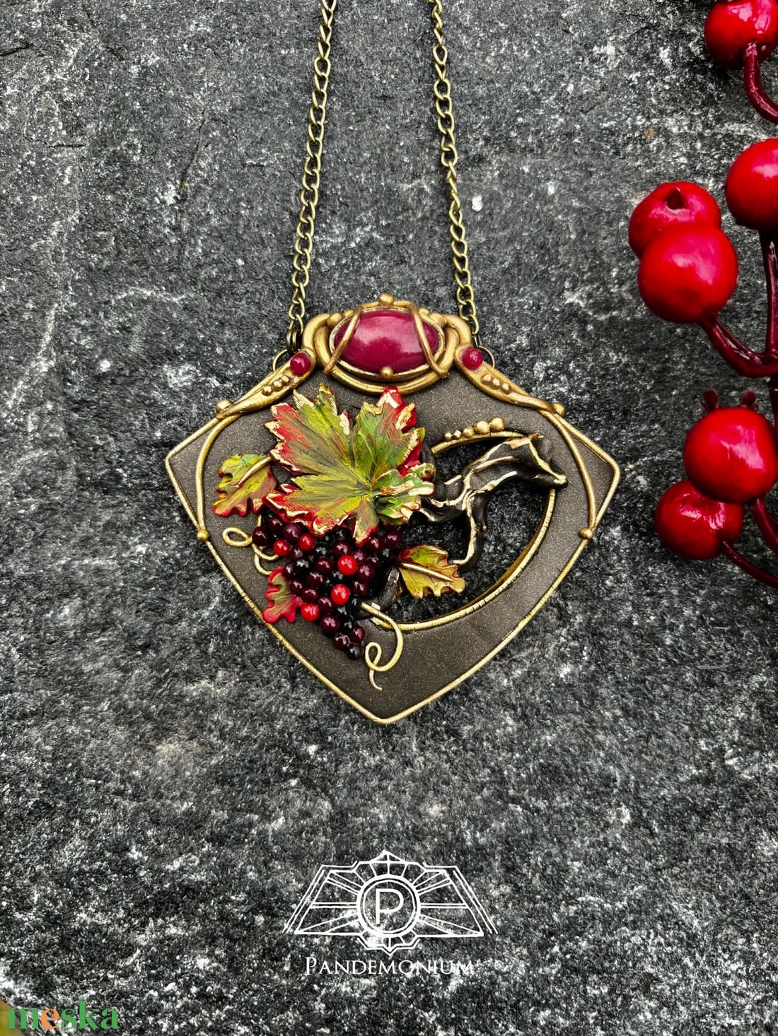 Antik szőlős nyaklánc - ékszer - nyaklánc - medálos nyaklánc - Meska.hu