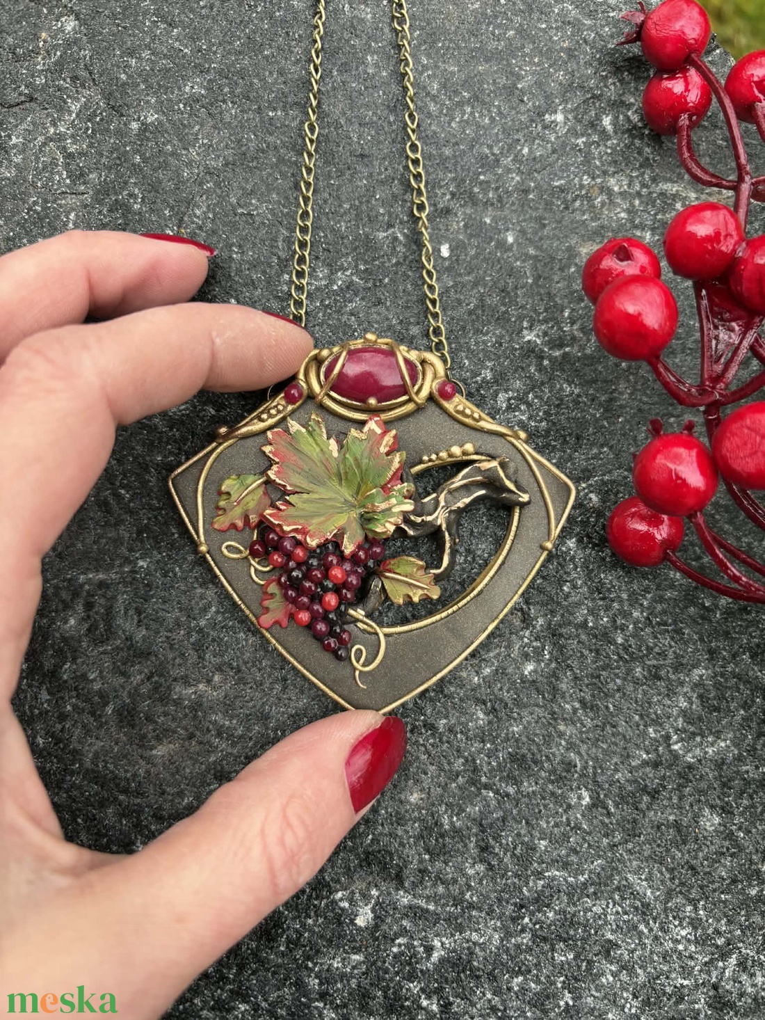 Antik szőlős nyaklánc - ékszer - nyaklánc - medálos nyaklánc - Meska.hu