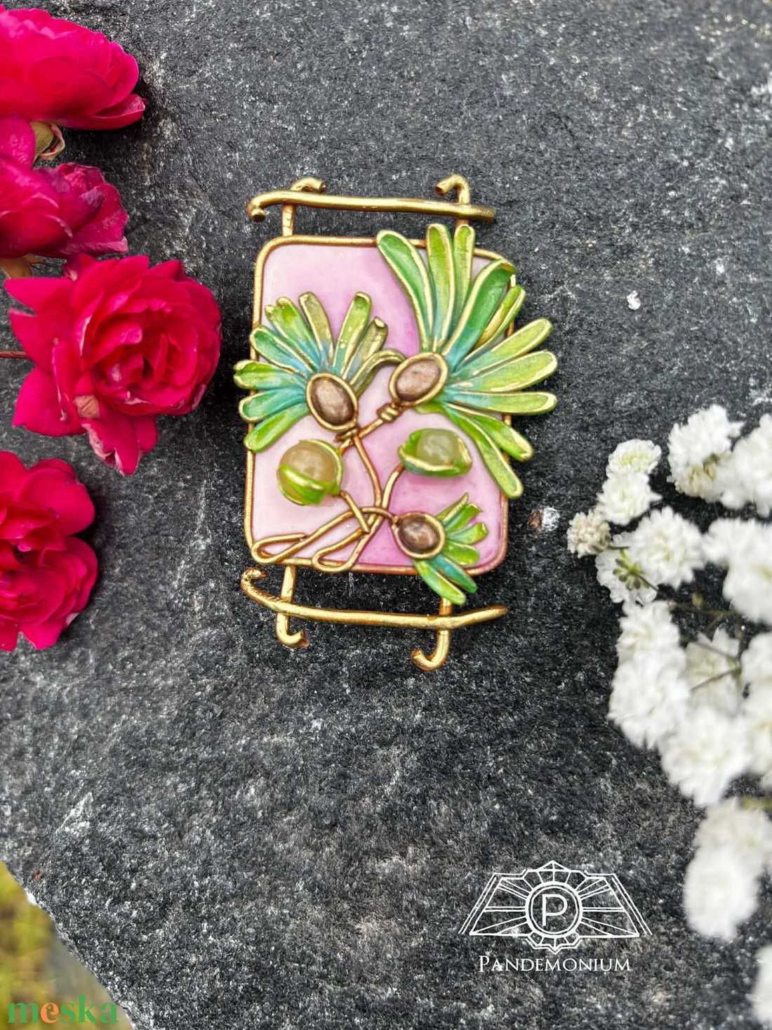 Páfrányos bross - ékszer - kitűző és bross - Meska.hu