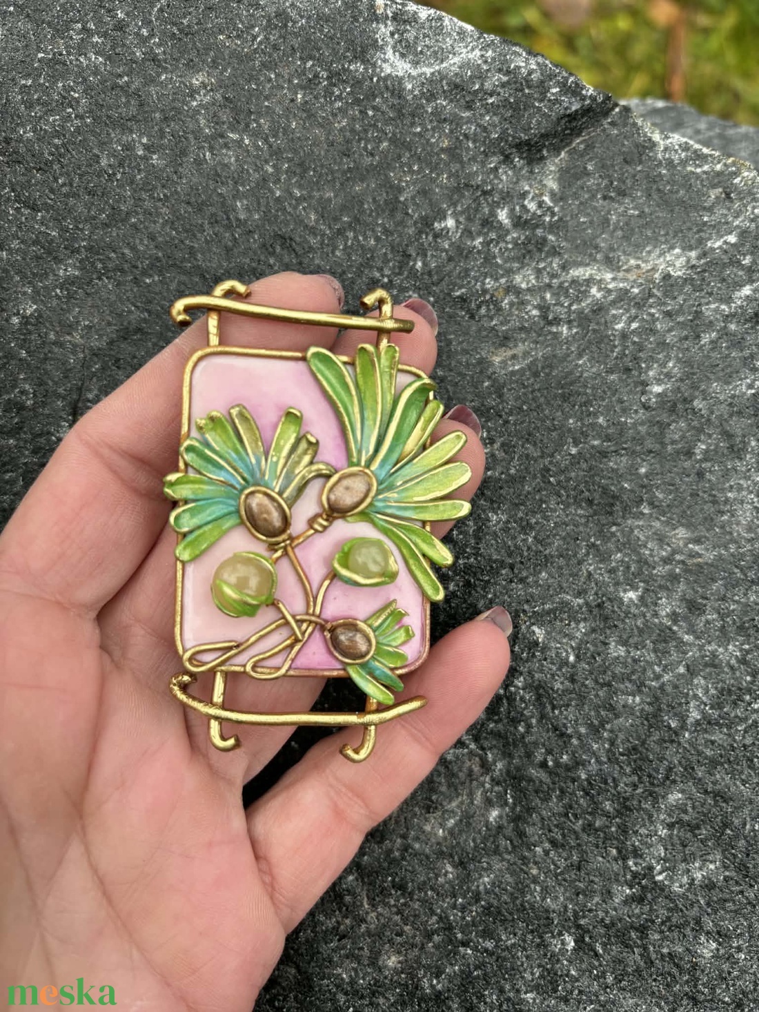 Páfrányos bross - ékszer - kitűző és bross - Meska.hu