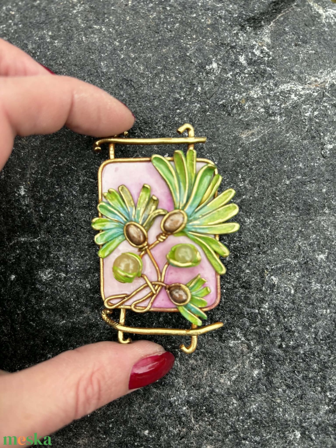 Páfrányos bross - ékszer - kitűző és bross - Meska.hu