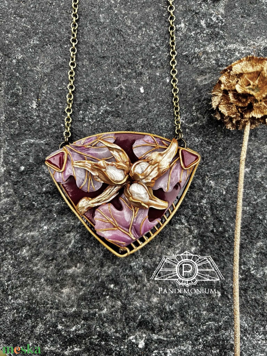 Antik mogyoró nyaklánc - ékszer - nyaklánc - medálos nyaklánc - Meska.hu