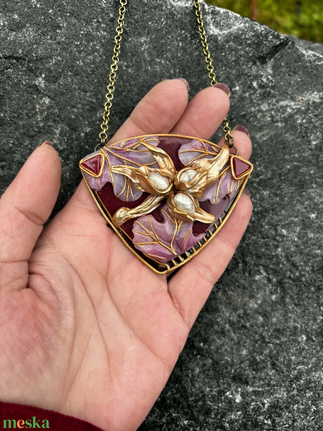 Antik mogyoró nyaklánc - ékszer - nyaklánc - medálos nyaklánc - Meska.hu