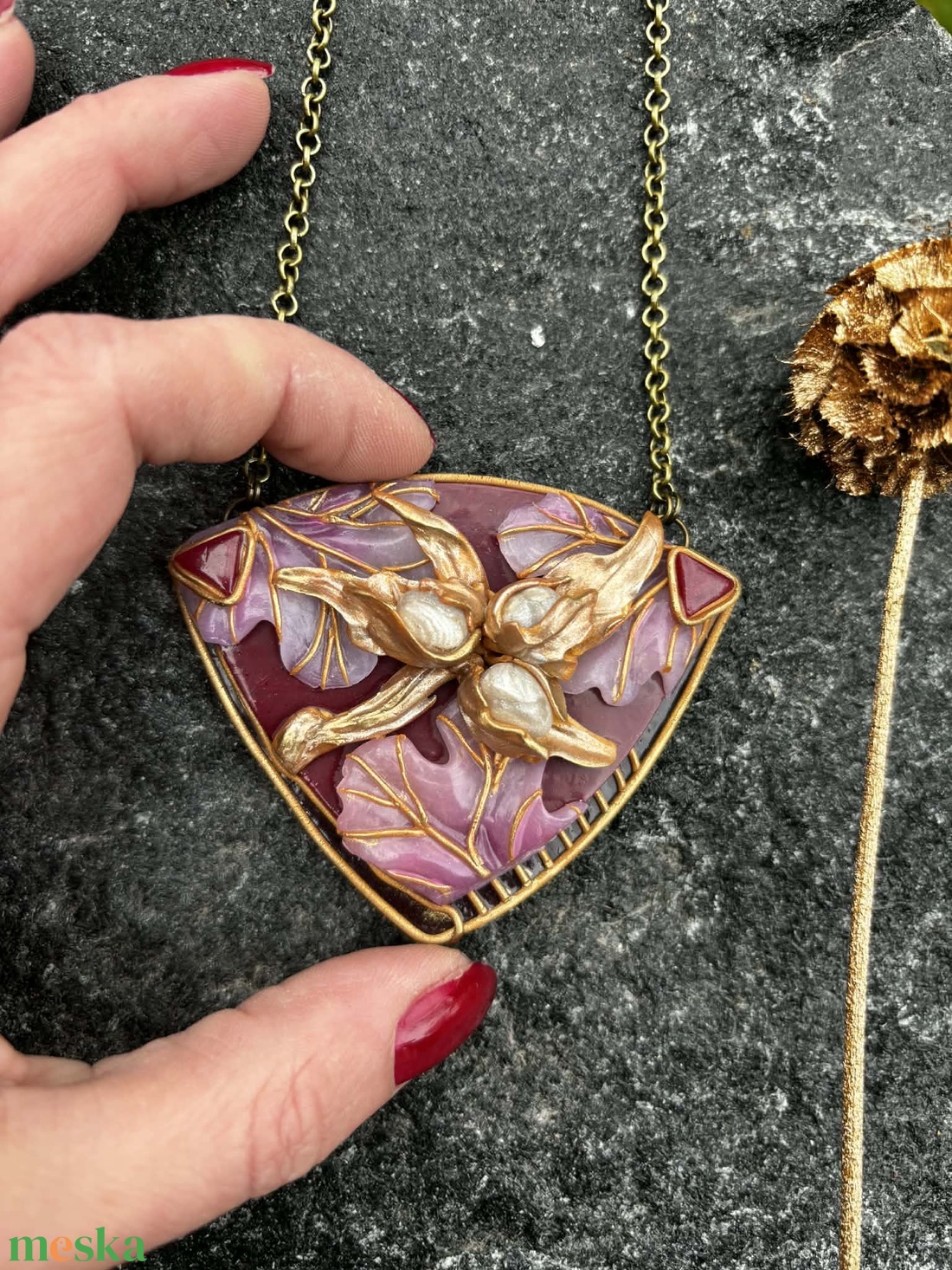 Antik mogyoró nyaklánc - ékszer - nyaklánc - medálos nyaklánc - Meska.hu