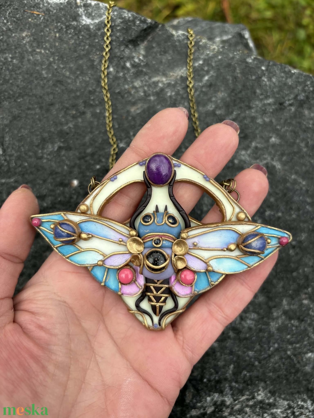 Bohém pillangós nyaklánc - ékszer - nyaklánc - medálos nyaklánc - Meska.hu