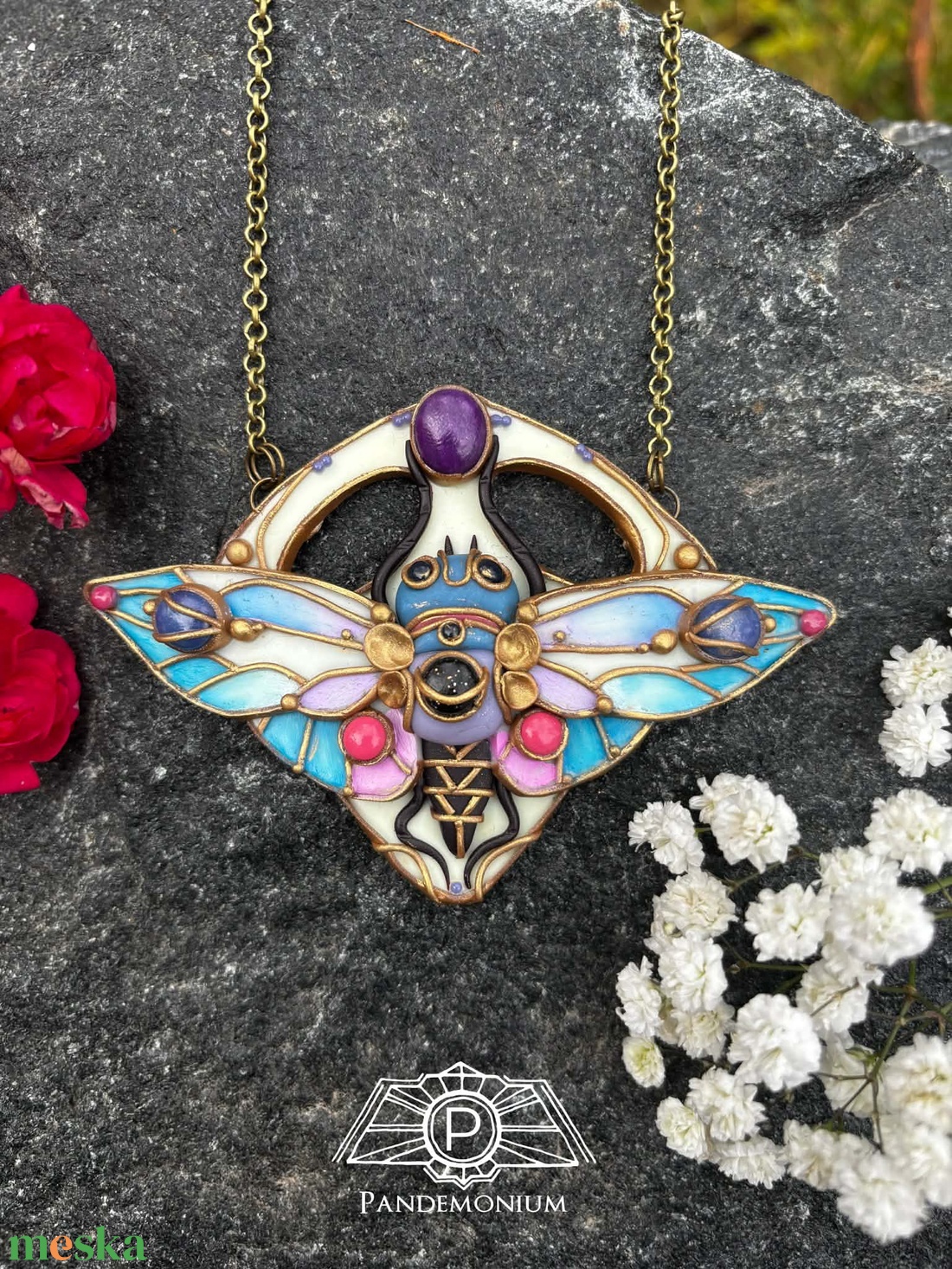 Bohém pillangós nyaklánc - ékszer - nyaklánc - medálos nyaklánc - Meska.hu