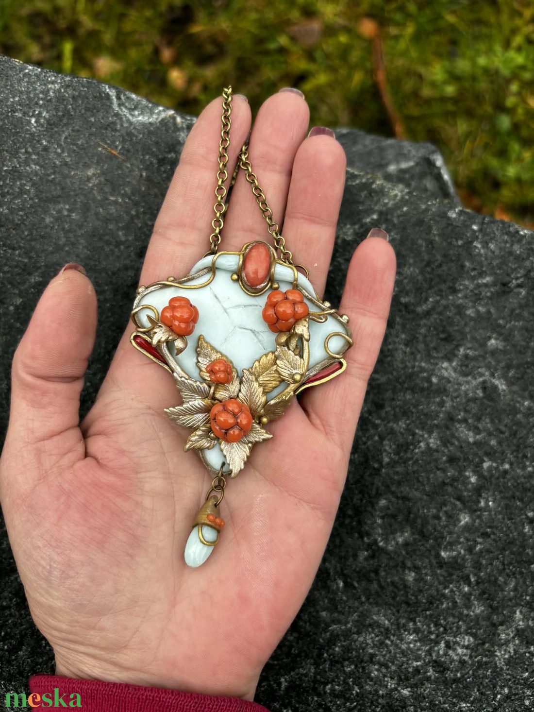 Antik málnás nyaklánc - ékszer - nyaklánc - medálos nyaklánc - Meska.hu