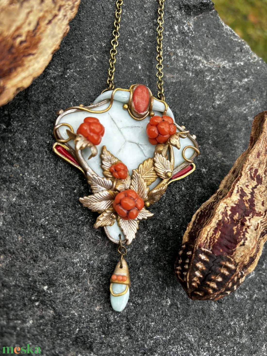 Antik málnás nyaklánc - ékszer - nyaklánc - medálos nyaklánc - Meska.hu